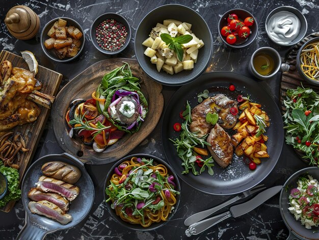 Тарелки с блюдами